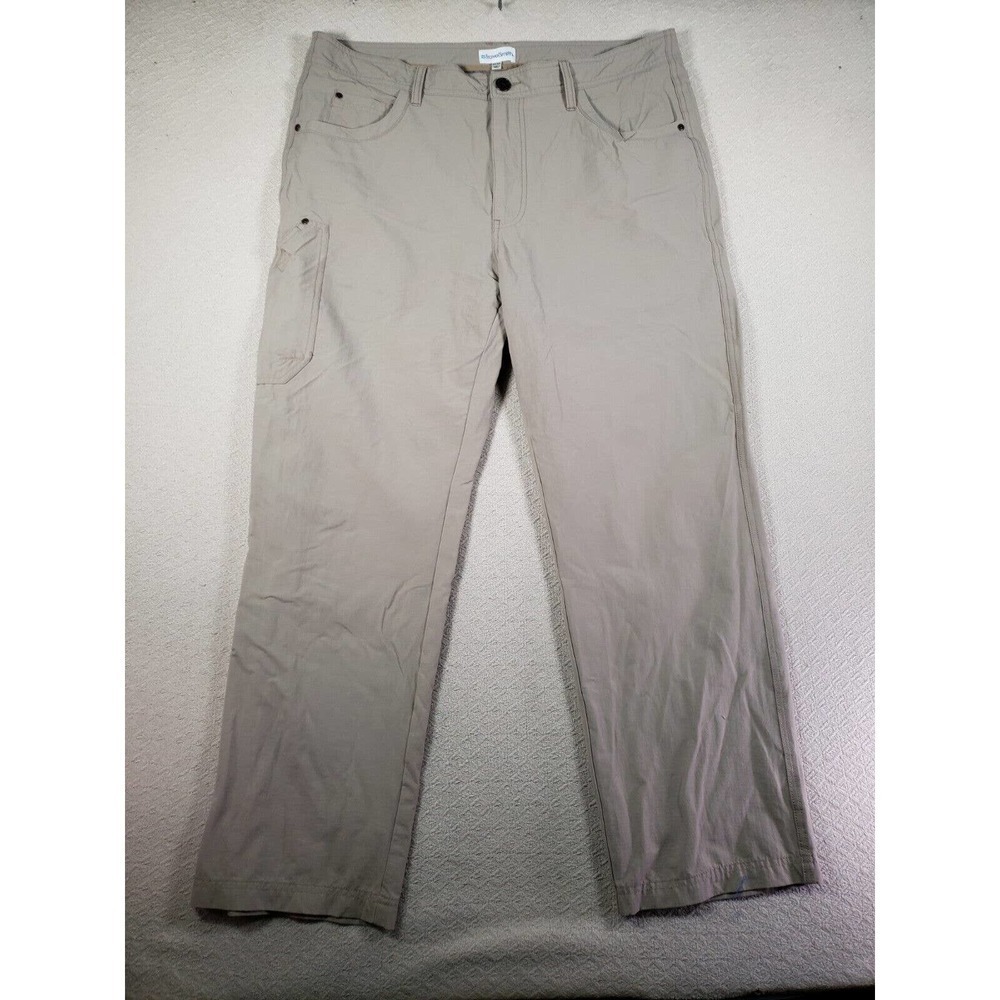 Travel Smith Pants Mens 38 Beige Straight Leg Flat Front Nylon Chino Pants